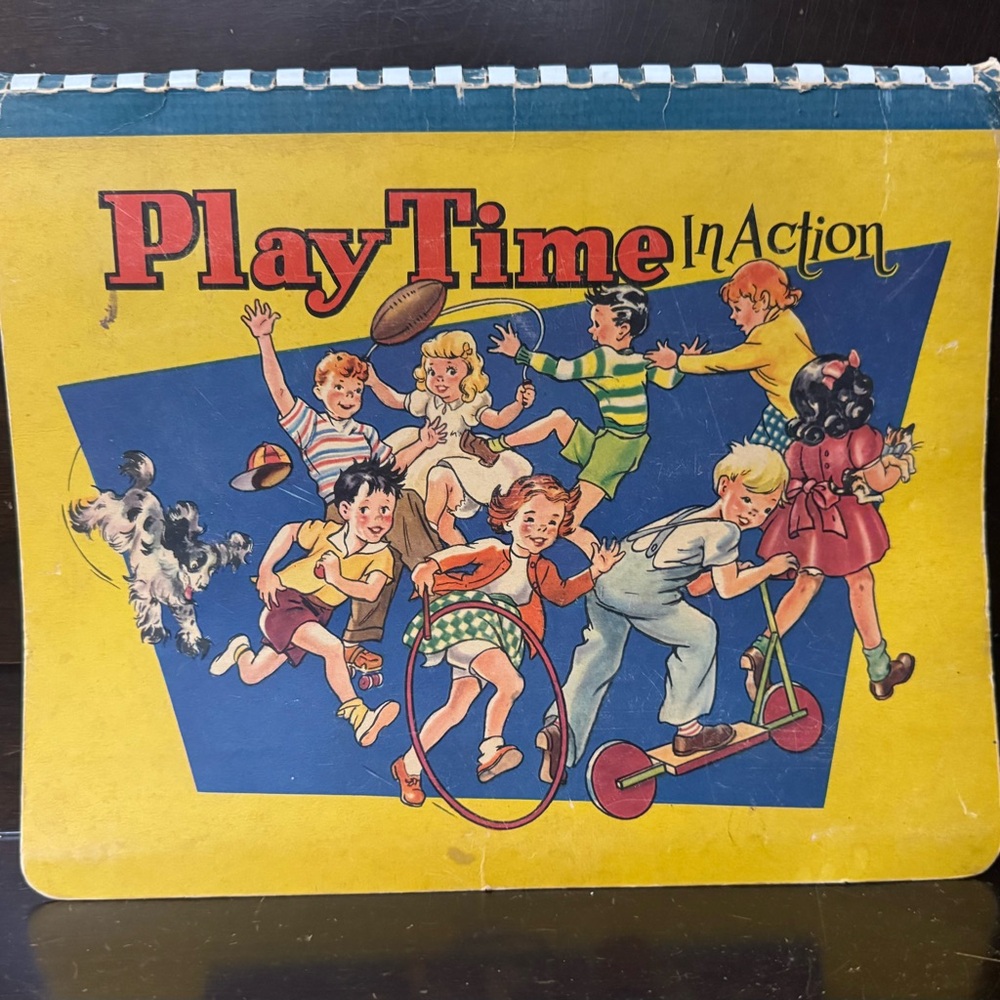 Vintage Play Time In Action Pop Up Book 1949 Softcover Spiral Bound